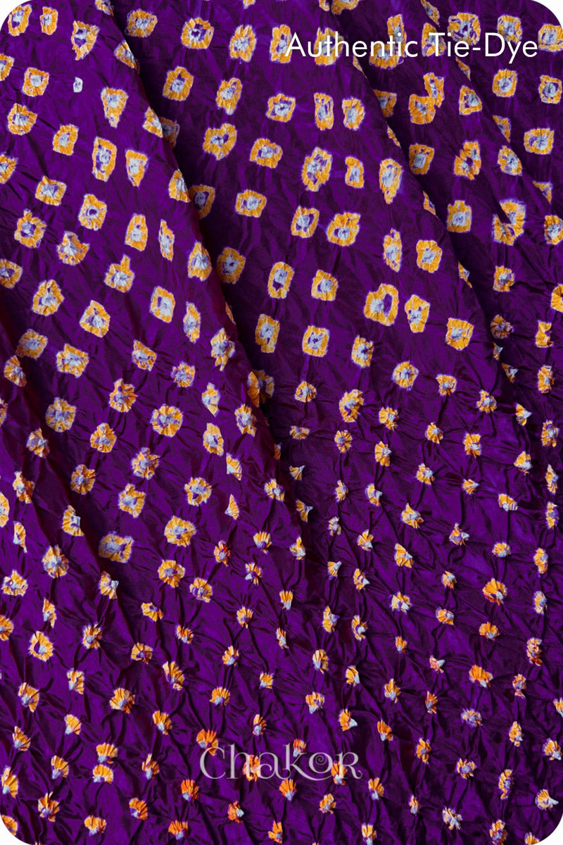 Purple Bandhani Mulberry Silk Blouse Fabric