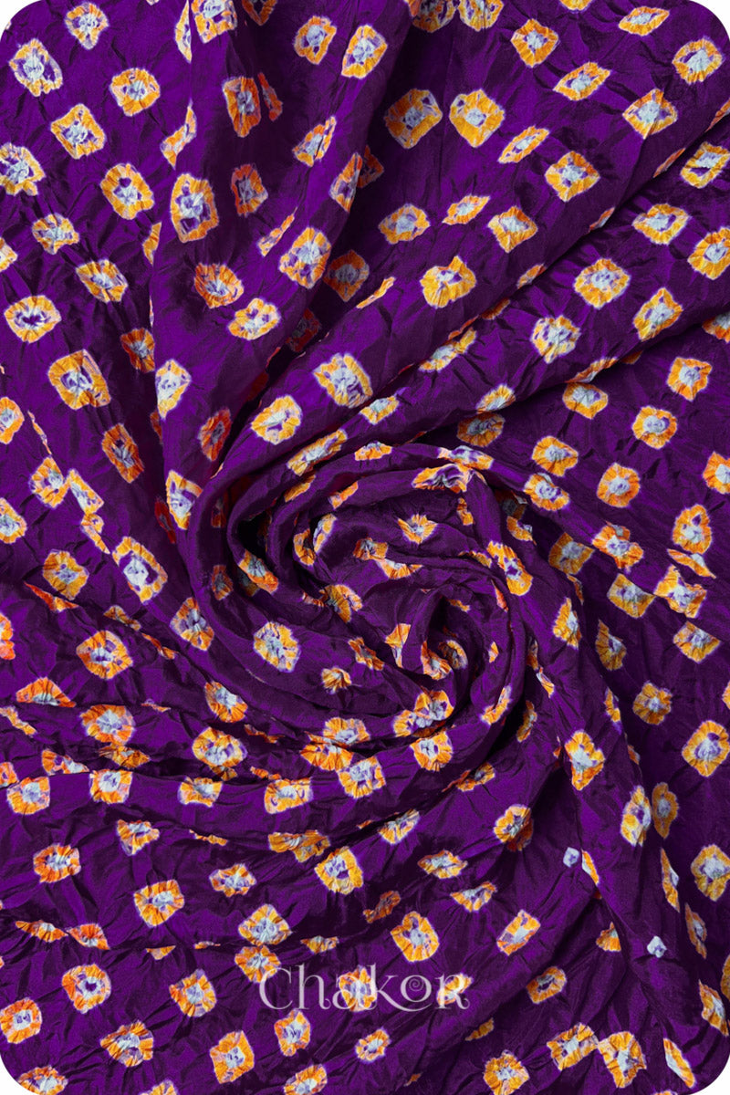 Purple Bandhani Mulberry Silk Blouse Fabric