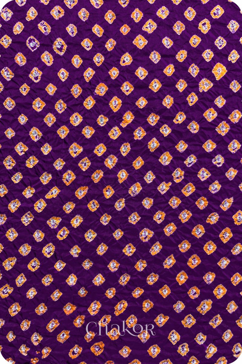 Purple Bandhani Mulberry Silk Blouse Fabric