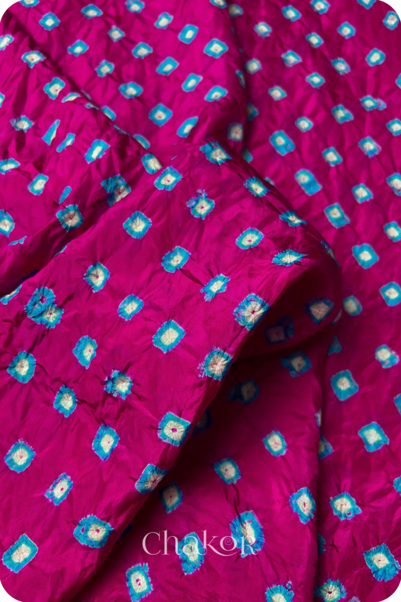 Rani Pink Bandhani Mulberry Silk Blouse Fabric