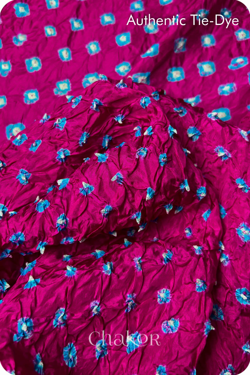 Rani Pink Bandhani Mulberry Silk Blouse Fabric