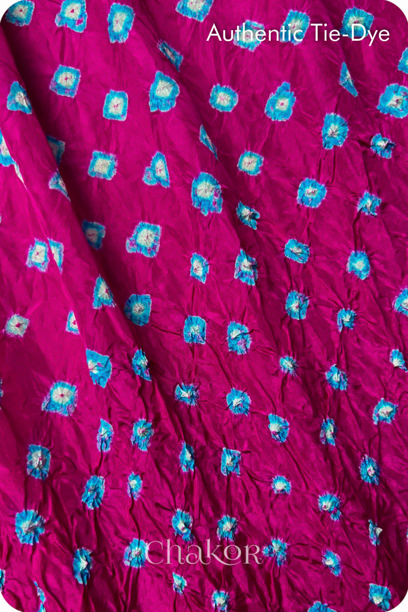 Rani Pink Bandhani Mulberry Silk Blouse Fabric