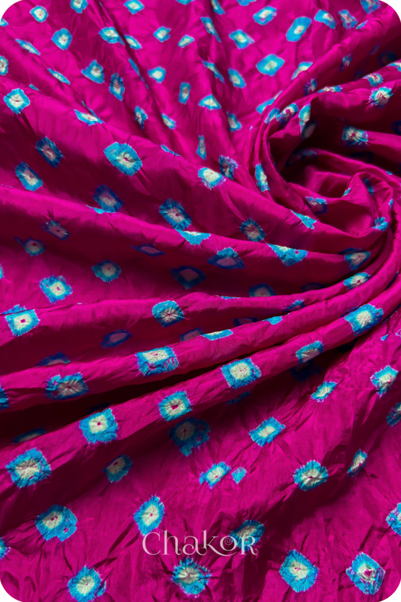 Rani Pink Bandhani Mulberry Silk Blouse Fabric