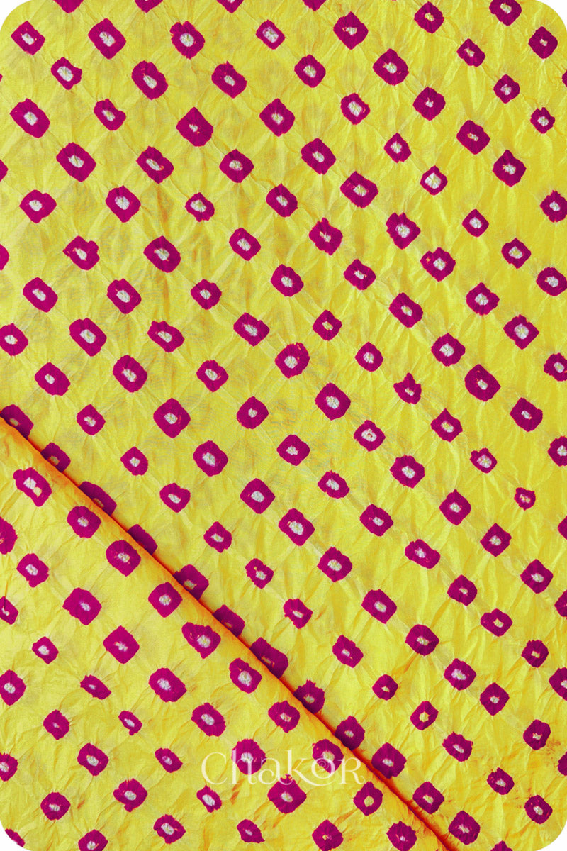 Yellow Bandhani Mulberry Silk Blouse Fabric