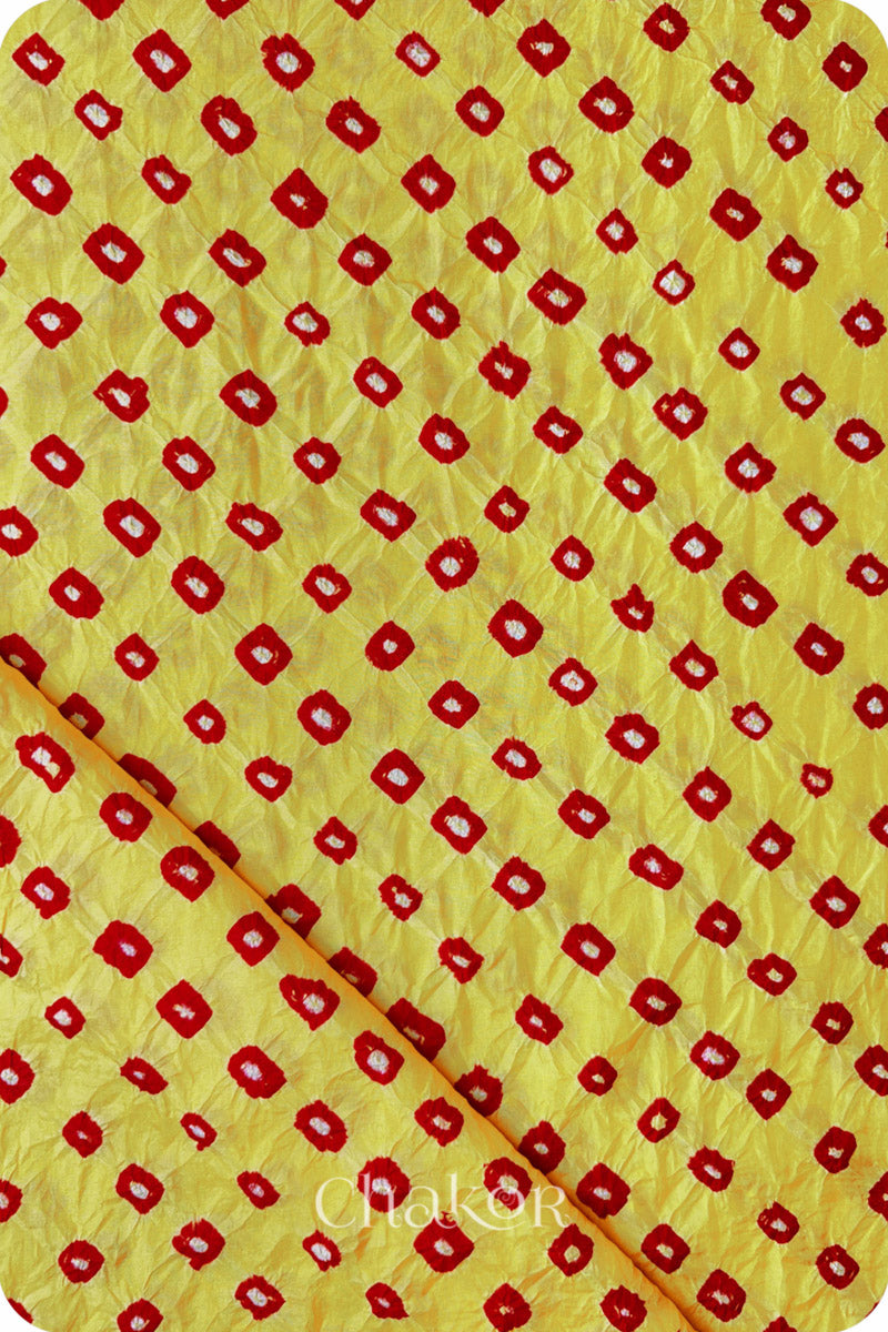 Yellow Bandhani Mulberry Silk Blouse Fabric