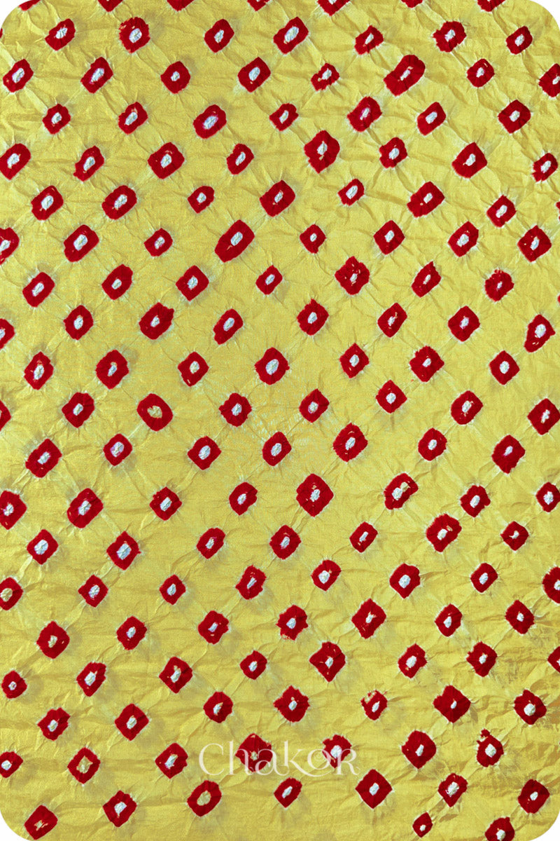 Yellow Bandhani Mulberry Silk Blouse Fabric