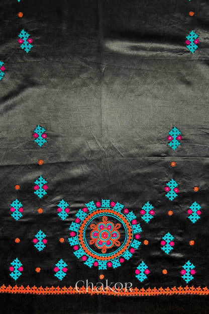 Black  Mashru Embroidered Blouse Material