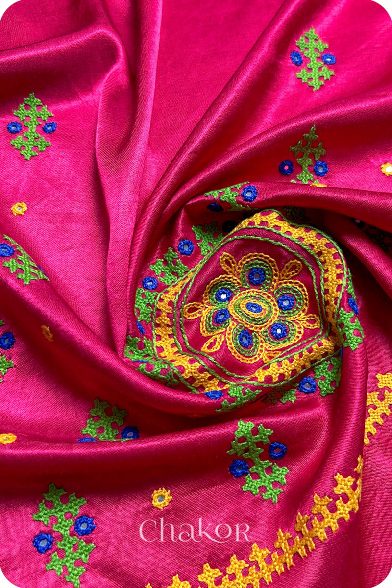 Rani Mashru Embroidered Blouse Fabric