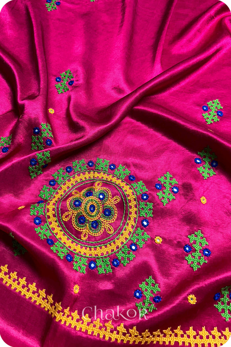 Rani Mashru Embroidered Blouse Fabric