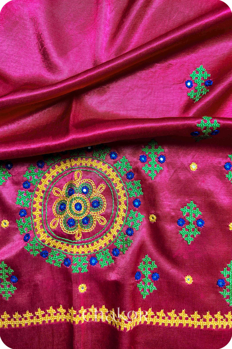 Rani Mashru Embroidered Blouse Fabric