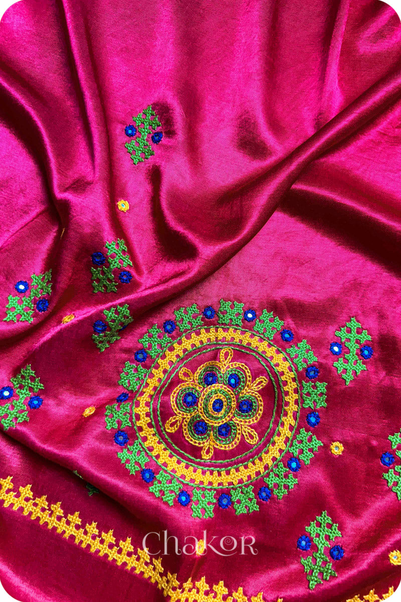 Rani Mashru Embroidered Blouse Fabric