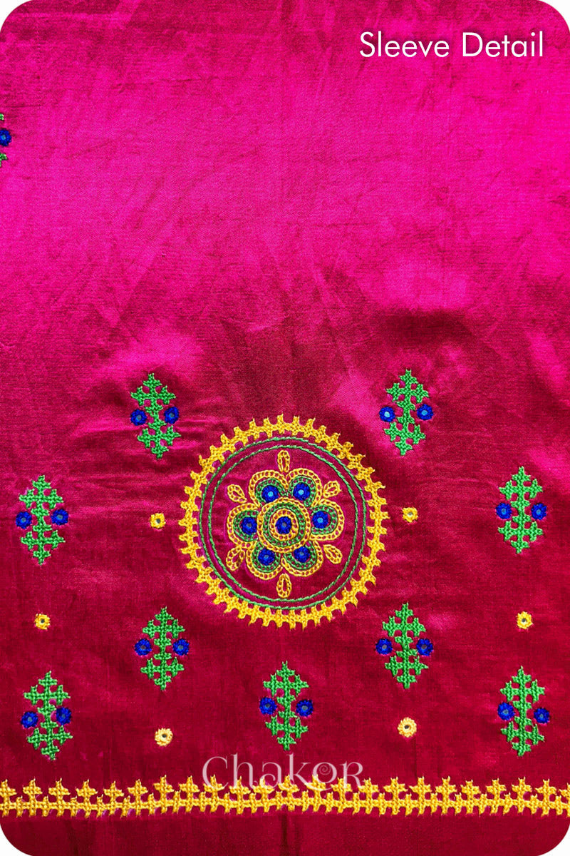 Rani Mashru Embroidered Blouse Fabric