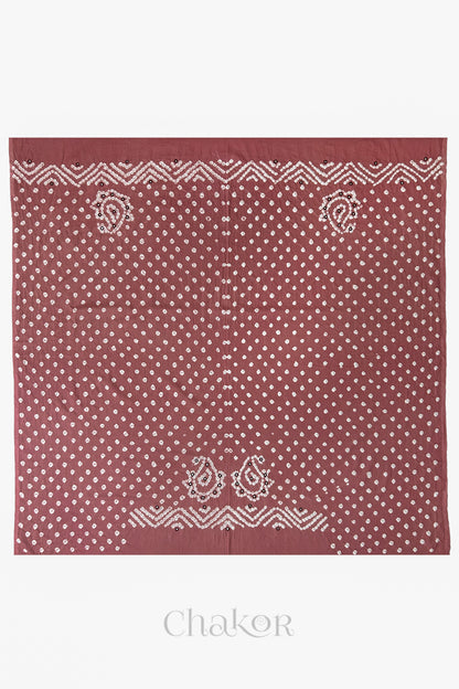 Full 1-metre layout Old Rose Kutch Bandhani cotton blouse fabric showing traditional hand tie-dye pattern.
