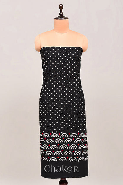 Black Kutch Bandhani Cotton Bottom Material - 2.30 meter
