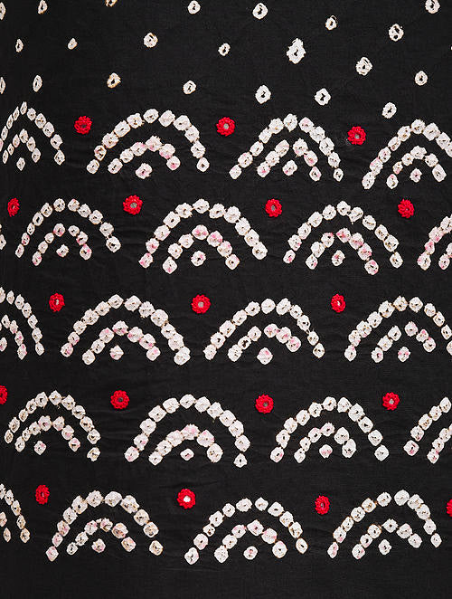 Black Bandhani Cotton Bottom Fabric