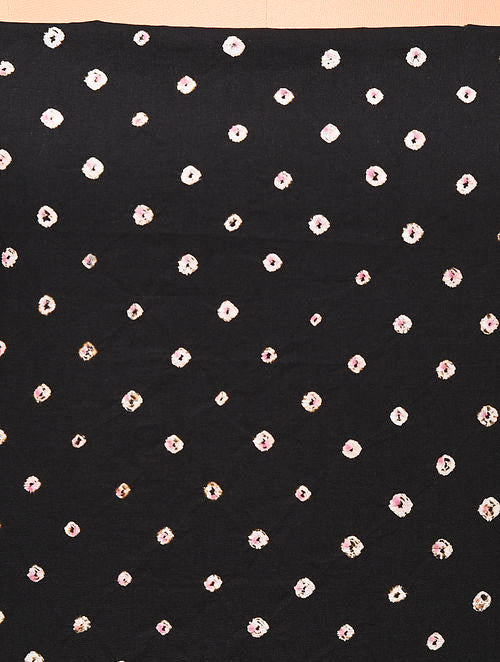 Black Bandhani Cotton Bottom Fabric