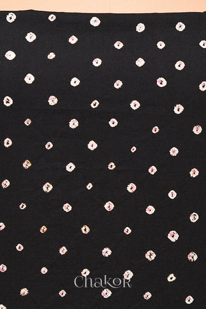 Black Kutch Bandhani Cotton Bottom Material - 2.30 meter
