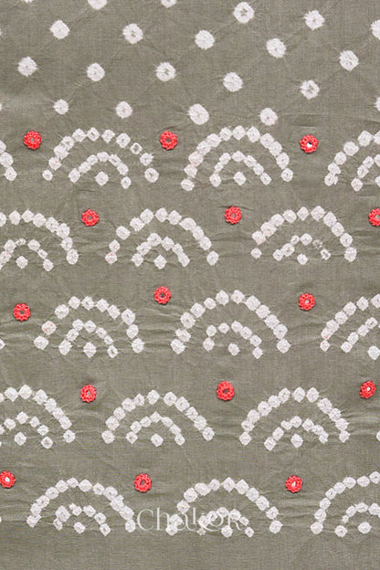 Grey Kutch Bandhani Cotton Bottom Material - 2.30 metre