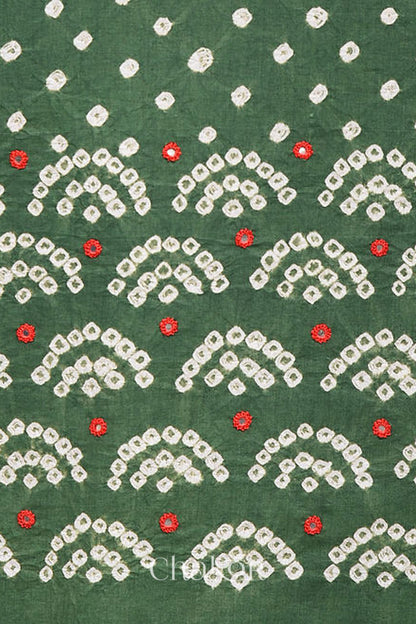 Green Kutch Bandhani Cotton Bottom Material - 2.30 metre