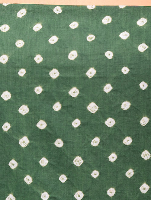 Green Bandhani Cotton Bottom Fabric