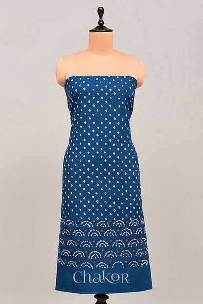 Blue Kutch Bandhani Cotton Bottom Material - 2.30 metre