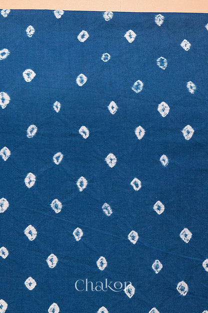 Blue Kutch Bandhani Cotton Bottom Material - 2.30 metre