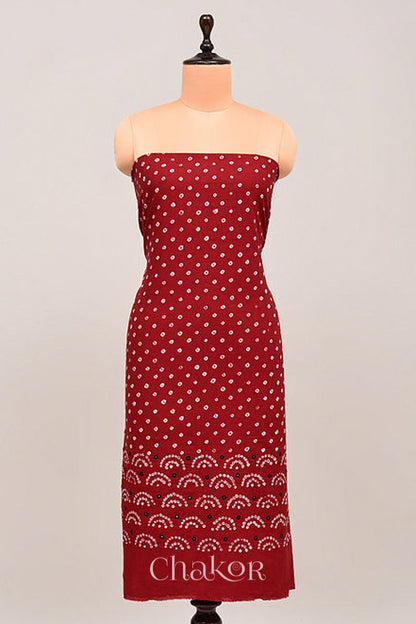 Red Kutch Bandhani Cotton Bottom Material - 2.30 meter