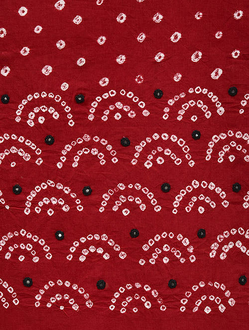 Red Bandhani Cotton Bottom Fabric