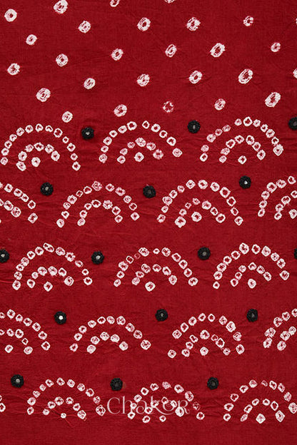 Red Kutch Bandhani Cotton Bottom Material - 2.30 meter