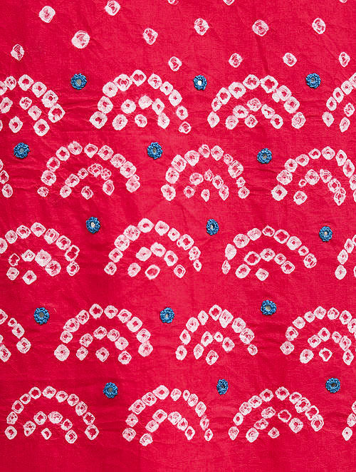 Pink Bandhani Cotton Bottom Fabric