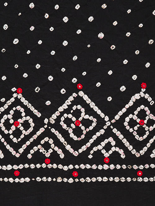 Black Bandhani Cotton Bottom Fabric