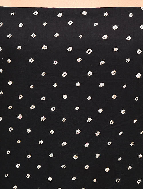 Black Bandhani Cotton Bottom Fabric