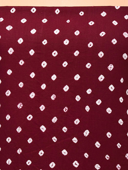 Maroon Bandhani Cotton Bottom Fabric