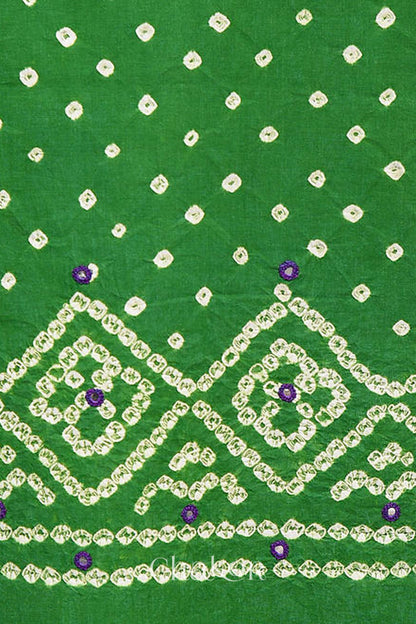 Green Kutch Bandhani Cotton Bottom Material - 2.30 metre
