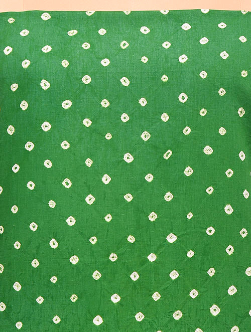 Green Bandhani Cotton Bottom Fabric