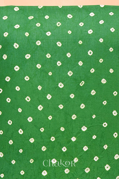 Green Kutch Bandhani Cotton Bottom Material - 2.30 metre