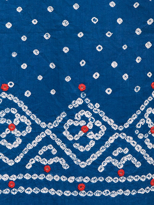 Blue Bandhani Cotton Bottom Fabric