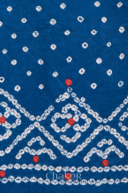 Blue Kutch Bandhani Cotton Bottom Material - 2.30 metre