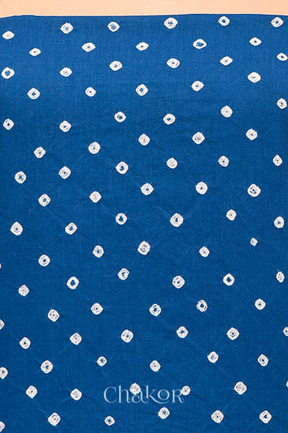 Blue Kutch Bandhani Cotton Bottom Material - 2.30 metre