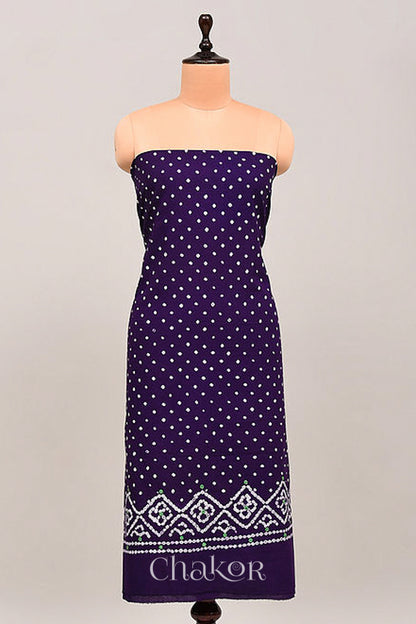 Purple Kutch Bandhani Cotton Bottom Material - 2.30 metre