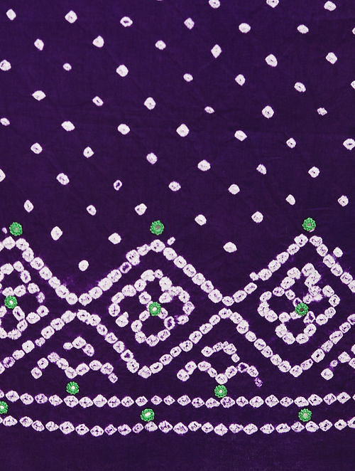 Purple Bandhani Cotton Bottom Fabric