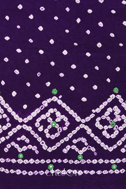 Purple Kutch Bandhani Cotton Bottom Material - 2.30 metre