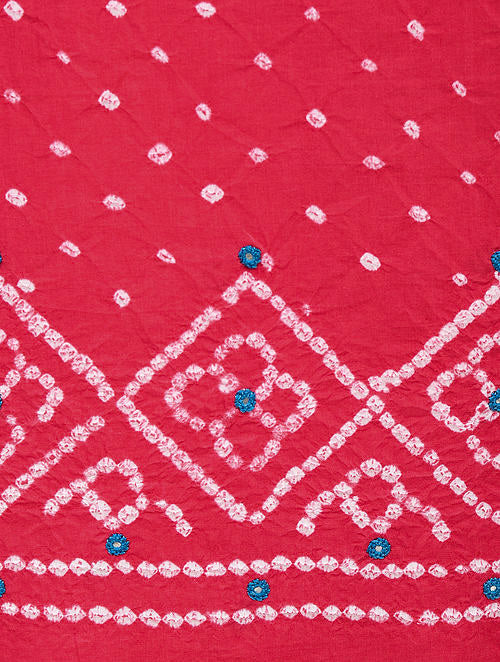 Pink Bandhani Cotton Bottom Fabric