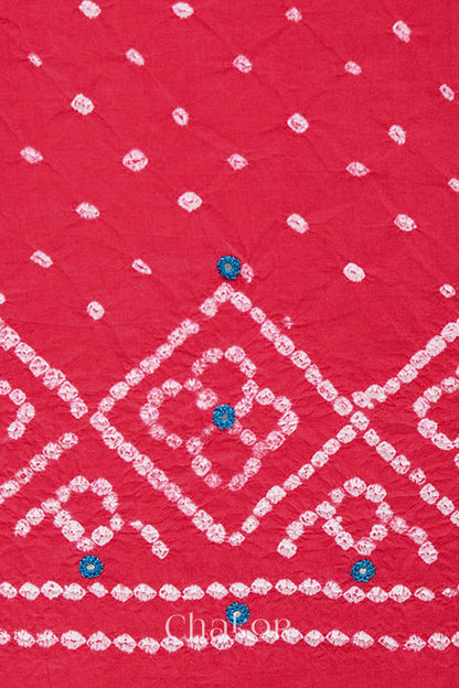 Pink Kutch Bandhani Cotton Bottom Material - 2.30 metre