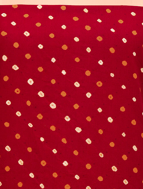 Red Black Bandhani Cotton Bottom Fabric