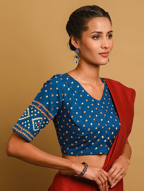 Indigo Bandhani Cotton Blouse