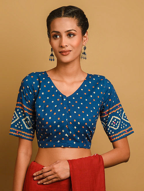 Indigo Bandhani Cotton Blouse