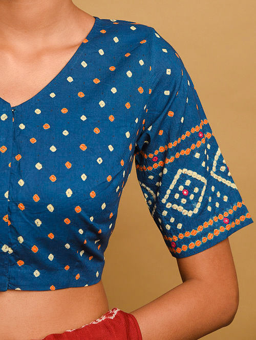 Indigo Bandhani Cotton Blouse