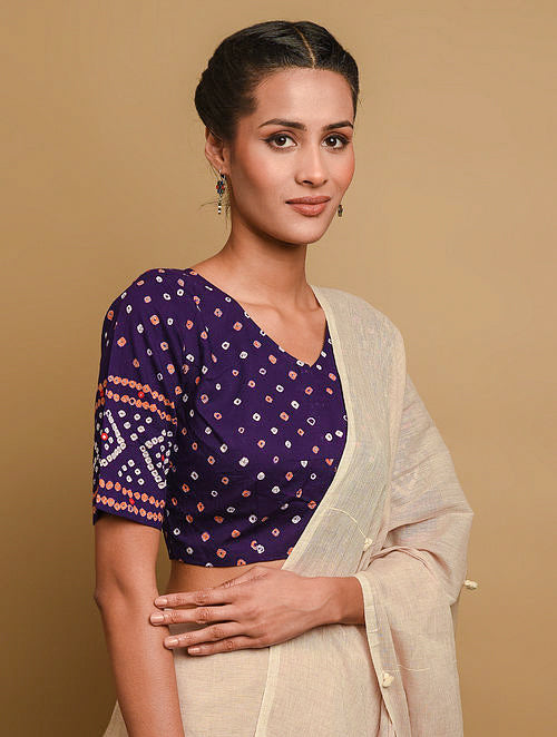 Purple Bandhani Cotton Blouse