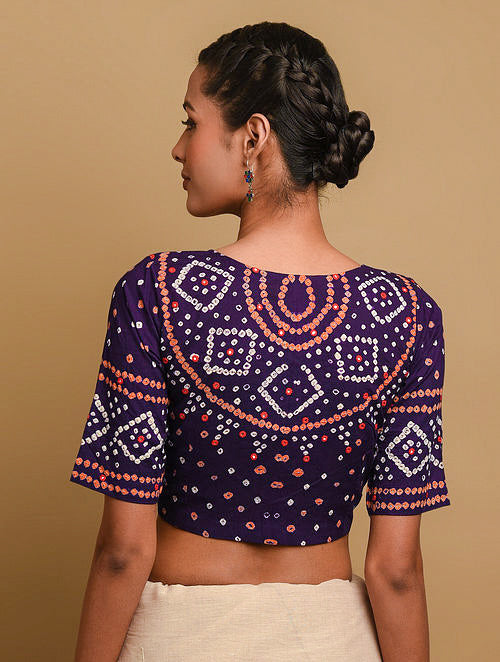 Purple Bandhani Cotton Blouse